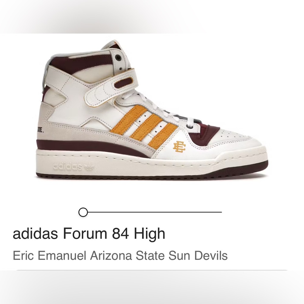 Adidas Forum 84 High in White and Maroon with Gold Accents